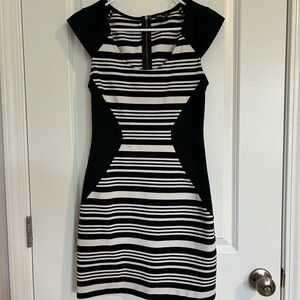 Express Monochrome Striped Mini Dress